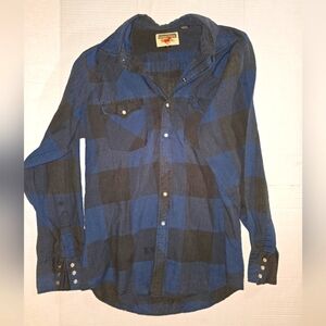 Men's Blue and Black Checkered Casual Shirt